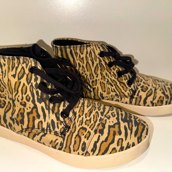 Toms Shoes - New! Toms One for One Leopard Print High Top Shoes Sneakers Women's Size 7